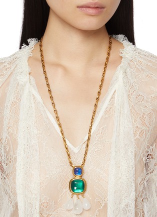 Figure View - Click To Enlarge - GOOSSENS - Renaissance 24K Gold Plated Natural Crystal Pendant Necklace