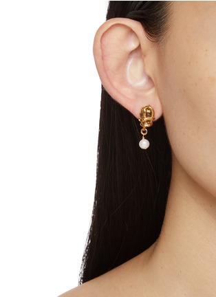 Figure View - Click To Enlarge - GOOSSENS - Riviera 24K Gold Plated Pearl Drop Earrings