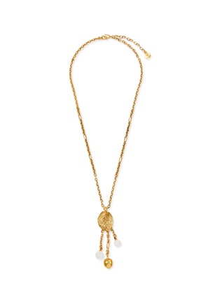 Main View - Click To Enlarge - GOOSSENS - Balade Leaf 24K Gold Plated Natural Crystal Pendant Necklace