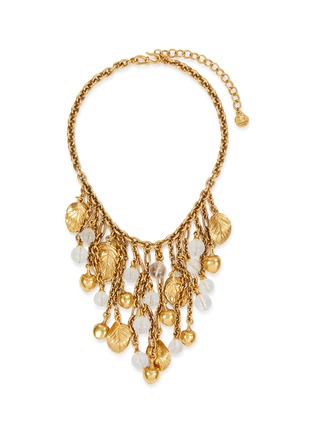 Main View - Click To Enlarge - GOOSSENS - Balade Leaf Hazelnut 24K Gold Plated Natural Crystal Necklace