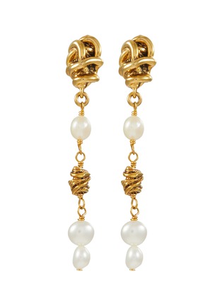 Main View - Click To Enlarge - GOOSSENS - Riviera 24K Gold Plated Pearl Pendant Earrings
