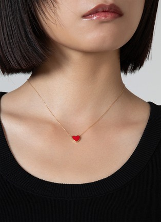  - BIJOU DE M - Reversible Heart 18K Gold Diamond Resin Necklace