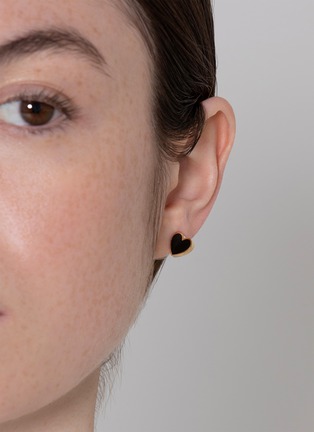Detail View - Click To Enlarge - BIJOU DE M - Reversible Heart 18K Gold Diamond Resin Single Earring — Right