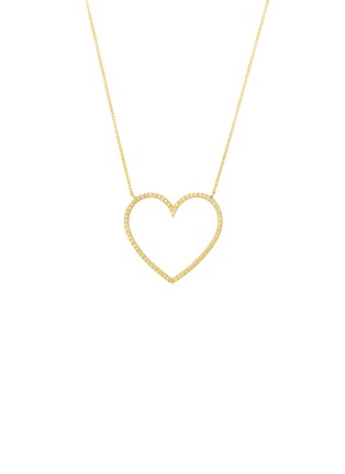 Detail View - Click To Enlarge - BIJOU DE M - Dia Open Heart 18K Gold Diamond Necklace — Size L
