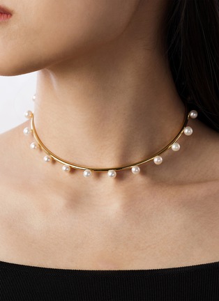 Detail View - Click To Enlarge - BIJOU DE M - 18K Gold Plated Sterling Silver Freshwater Pearl Choker — Size L