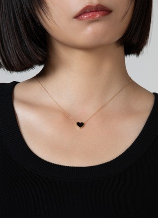  - BIJOU DE M - Reversible Heart 18K Gold Diamond Resin Necklace