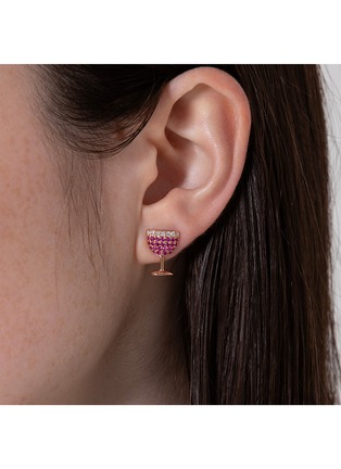 Detail View - Click To Enlarge - BIJOU DE M - Richebourg 18K Rose Gold Ruby Diamond Single Stud Earring