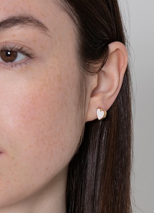 Detail View - Click To Enlarge - BIJOU DE M - Reversible Heart 18K Gold Diamond Resin Single Earring — Right