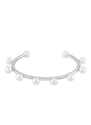 Main View - Click To Enlarge - BIJOU DE M - Dot Pearl 18K White Gold Plated Sterling Silver Freshwater Pearl Bangle — Size L