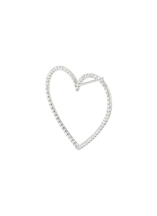 Detail View - Click To Enlarge - BIJOU DE M - Large Open Heart 18K White Gold Diamond Single Earring