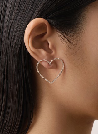 Detail View - Click To Enlarge - BIJOU DE M - Large Open Heart 18K White Gold Diamond Single Earring