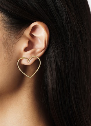 Detail View - Click To Enlarge - BIJOU DE M - Large Open Heart 18K Gold Diamond Single Earring