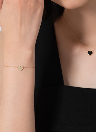  - BIJOU DE M - Reversible Heart 18K Gold Diamond Resin Bracelet