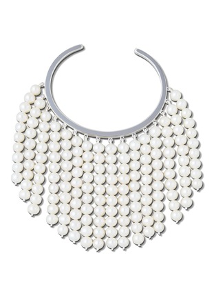 Main View - Click To Enlarge - BIJOU DE M - Pearl Curtain 18K White Gold Plated Sterling Silver Freshwater Pearl Bangle — Opening 2.5cm