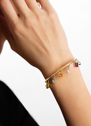 Detail View - Click To Enlarge - BIJOU DE M - Colour Stone 18K Gold Plated Sterling Sliver Freshwater Pearl Bangle — Size L