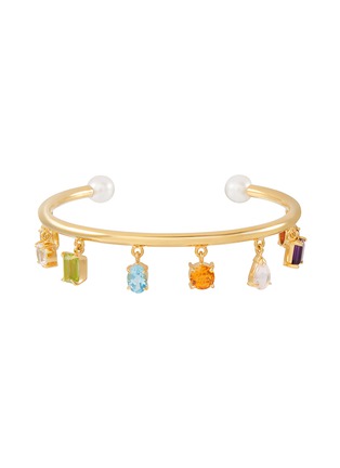 Main View - Click To Enlarge - BIJOU DE M - Colour Stone 18K Gold Plated Sterling Sliver Freshwater Pearl Bangle — Size L