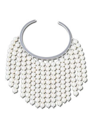 Main View - Click To Enlarge - BIJOU DE M - Pearl Curtain 18K White Gold Plated Sterling Silver Freshwater Pearl Bangle — Opening 3cm