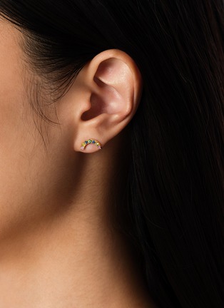 Detail View - Click To Enlarge - BIJOU DE M - Petit Rainbow 18K Gold Sapphire Garnet Single Earring