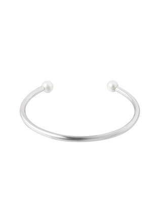 Main View - Click To Enlarge - BIJOU DE M - 2 Pearl 18K White Gold Plated Sterling Silver Freshwater Pearl Bangle — Size L