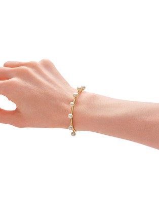 Detail View - Click To Enlarge - BIJOU DE M - Dot Pearl 18K Gold Plated Sterling Silver Freshwater Pearl Bangle — Size L