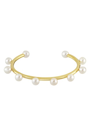 Main View - Click To Enlarge - BIJOU DE M - Dot Pearl 18K Gold Plated Sterling Silver Freshwater Pearl Bangle — Size L