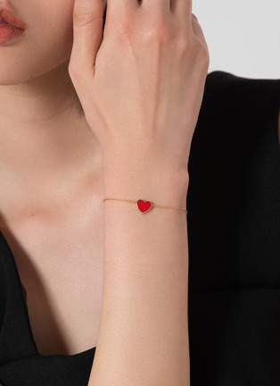 Detail View - Click To Enlarge - BIJOU DE M - Reversible Heart 18K Gold Diamond Resin Bracelet