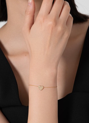  - BIJOU DE M - Reversible Heart 18K Gold Diamond Resin Bracelet