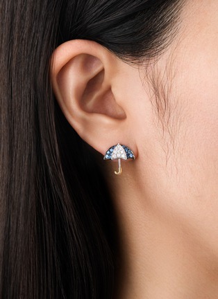 Detail View - Click To Enlarge - BIJOU DE M - Rainy Days 18K Yellow White Gold Diamond Sapphire Single Earring