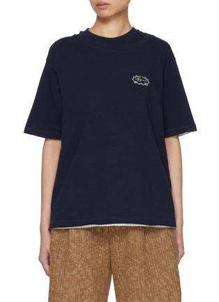 Main View - Click To Enlarge - FAFAMOON - Double Neck Cotton Jersey T-Shirt