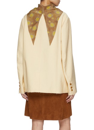 Back View - Click To Enlarge - FAFAMOON - Silk Scarf Draped Round Neck Suit Jacket