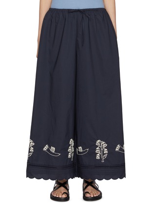 Main View - Click To Enlarge - FAFAMOON - Lace Patchwork Embroidered Cotton Wide Leg Pants