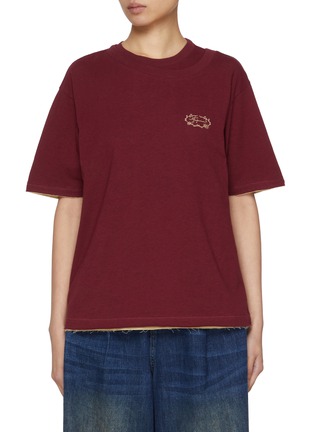 Main View - Click To Enlarge - FAFAMOON - Double Neck Cotton Jersey T-Shirt
