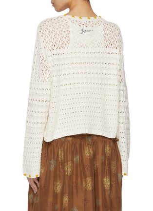Back View - Click To Enlarge - FAFAMOON - Cut Out Crochet Floral Embroidered Cardigan