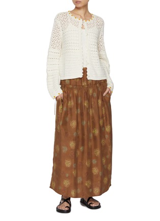 Figure View - Click To Enlarge - FAFAMOON - Cut Out Crochet Floral Embroidered Cardigan