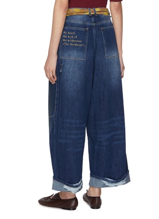 Back View - Click To Enlarge - FAFAMOON - Embroidered Straight Leg Denim Baggy Jeans