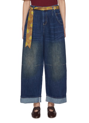Main View - Click To Enlarge - FAFAMOON - Embroidered Straight Leg Denim Baggy Jeans