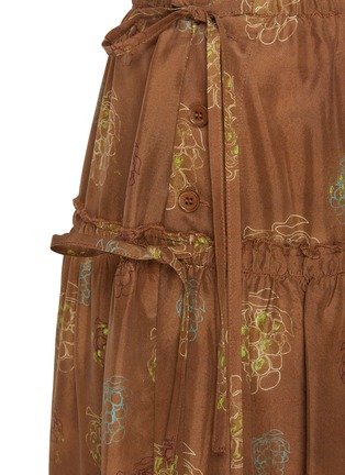  - FAFAMOON - Gathered Silk Print Maxi Skirt