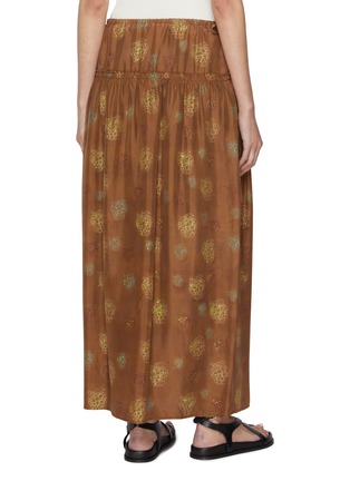 Back View - Click To Enlarge - FAFAMOON - Gathered Silk Print Maxi Skirt