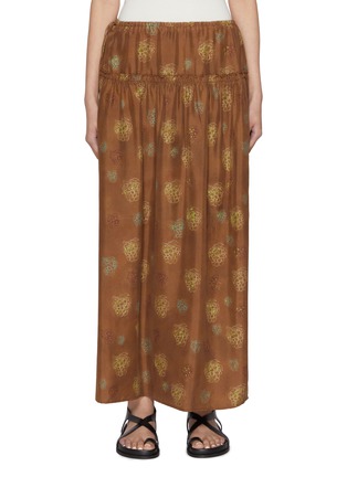 Main View - Click To Enlarge - FAFAMOON - Gathered Silk Print Maxi Skirt
