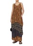 Figure View - Click To Enlarge - FAFAMOON - Knot Patchwork Silk Blend Maxi Dress