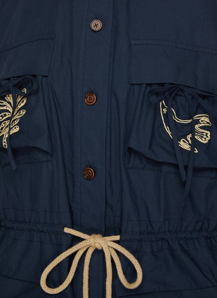 - FAFAMOON - Botanical Embroidered Four Pocket Thin Coat