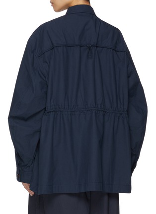 Back View - Click To Enlarge - FAFAMOON - Botanical Embroidered Four Pocket Thin Coat