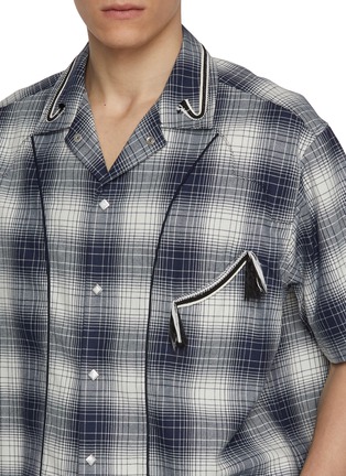  - TOGA VIRILIS - Ombré Chequered Tassel Trim Cotton Shirt