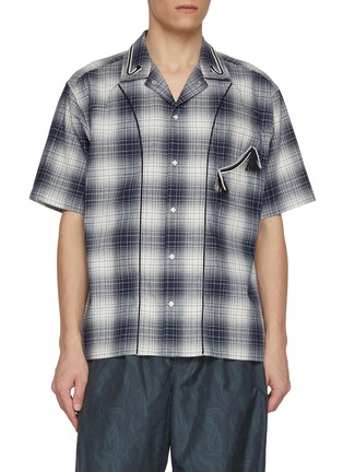 Main View - Click To Enlarge - TOGA VIRILIS - Ombré Chequered Tassel Trim Cotton Shirt