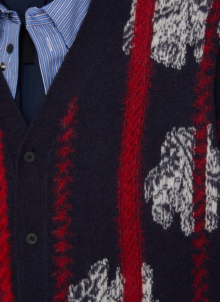  - TOGA VIRILIS - Stripe Jacquard Floral Wool Blend Cardigan