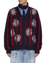 TOGA VIRILIS | Stripe Jacquard Floral Wool Blend Cardigan