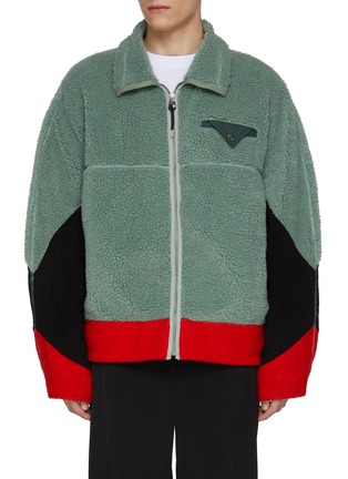 Main View - Click To Enlarge - TOGA VIRILIS - Furry Contrast Panelled Wool Jacket