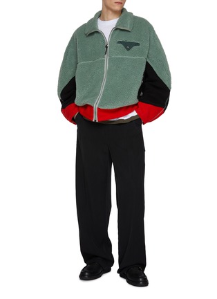 Figure View - Click To Enlarge - TOGA VIRILIS - Furry Contrast Panelled Wool Jacket
