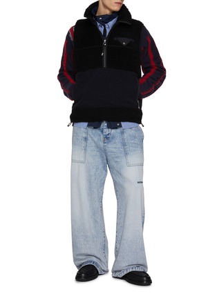 Figure View - Click To Enlarge - TOGA VIRILIS - Furry Tonal Panelled Wool Vest