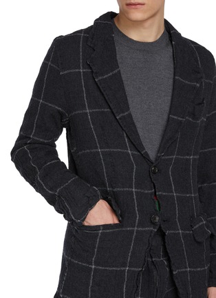  - COMME DES GARÇONS SHIRT - Wrinkled Windowpane Checkered Single Breasted Wool Blazer